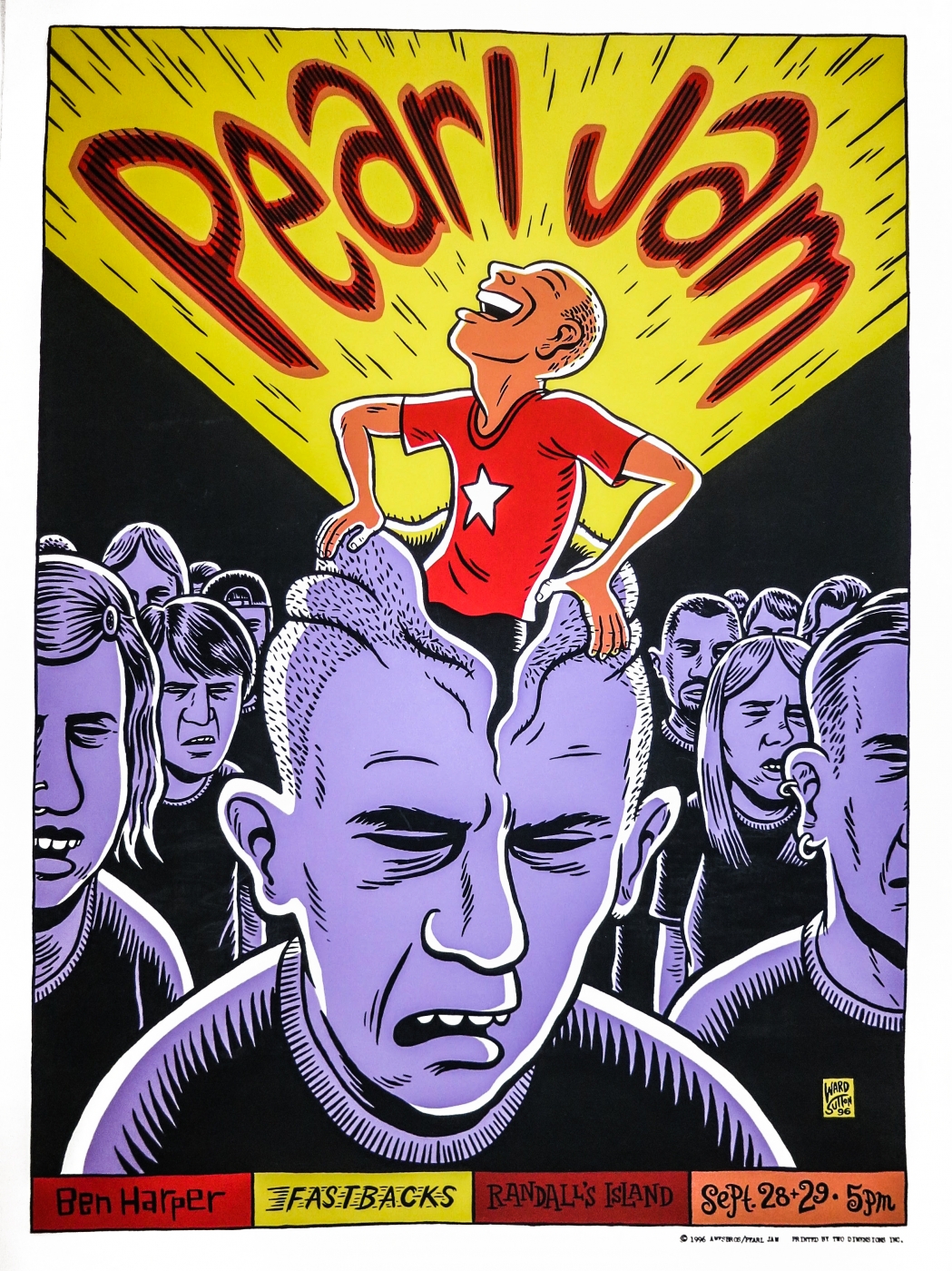 pearl jam randall island 1996 concert poster