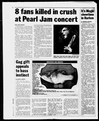 newspaper article about pearl jam tragedy at roskilde